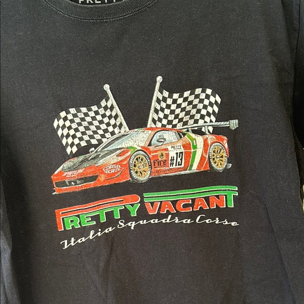 Pretty Vacant Sz XL Italia Boys Black Race Car T-Shirt - Picture 2 of 6